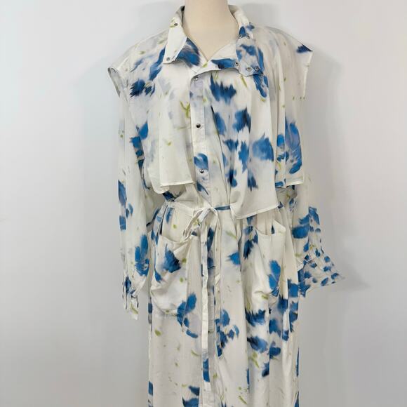 LEMAIRE Floral Print Duster Layered Shirt Dress Midi L - Picture 2 of 16